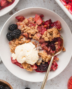 Crispy Apple Blackberry Delight with Vanilla Ice Cream