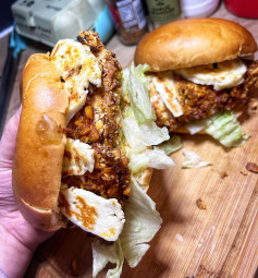 Crispy Chicken & Halloumi Delight in Brioche