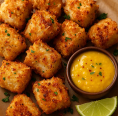 Crispy Coconut Fish Bites with Mango-Lime Zest