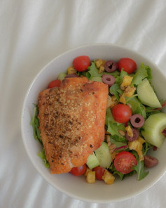 Crispy Dijon Salmon with Fresh Spring Salad