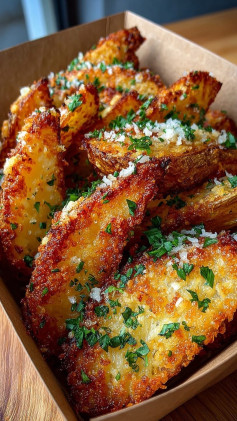 Crispy Garlic Parmesan Potato Wedges 🥔🧄🧀