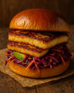Crispy Halloumi Delight with Spicy Honey Slaw