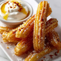 Crispy Parmesan Churros with Whipped Feta and Hot Honey Drizzle