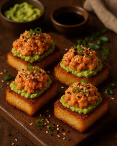 Crispy Rice Cakes with Spicy Tuna & Avocado Delight