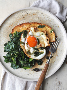 Crispy Sage Egg on Toast with Garlicky Greens