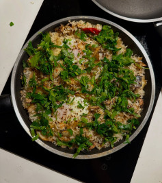 Crispy Sardine Rice with Runny Eggs