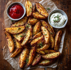 Crispy Spiced Potato Wedges with Avocado Essence