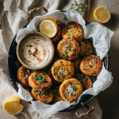 Crispy Veggie Nuggets with Creamy Maple Mustard Dip