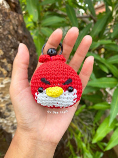 Crochet Angry Red Bird Amigurumi Keychain Pattern