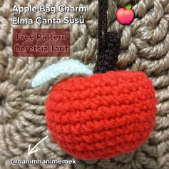 Crochet Apple Bag Charm Free Pattern for Beginners