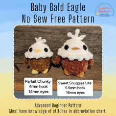 Crochet Baby Bald Eagle Amigurumi Pattern - No Sew, Free and Easy