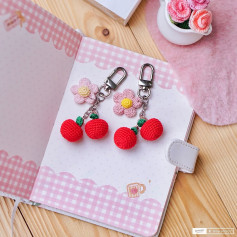 Crochet Cherry and Flower Keychain Pattern for Beginners