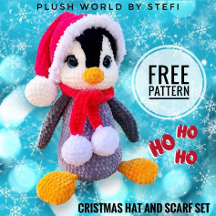 Crochet Christmas Penguin with Hat and Scarf Pattern