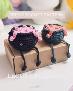 Crochet Cute Leggy Cauldrons for Halloween Decor