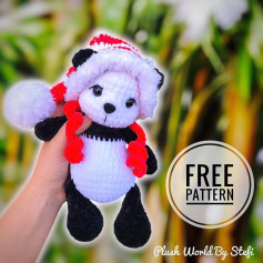 Crochet Cute Panda with Santa Hat Free Pattern