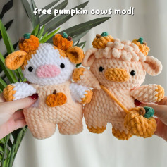 Crochet Cute Pumpkin Cows for Festive Decoration