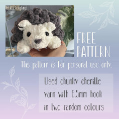 Crochet Hedgehog Pattern Using Chunky Chenille Yarn and 6.5mm Hook