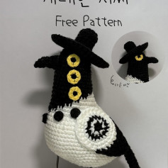Crochet Magpie Amigurumi Pattern with Hat and Buttons