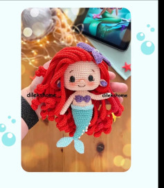 Crochet Mermaid Doll Pattern with Red Hair and Purple Top