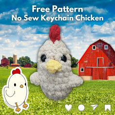 Crochet No Sew Chicken Keychain - Easy Free Pattern
