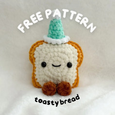 Crochet Pattern: Cute Toast Plushie with Party Hat