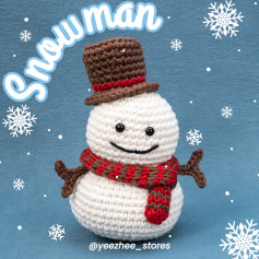 Crochet Pattern for a Cute Snowman Toy with Hat and Scarf
