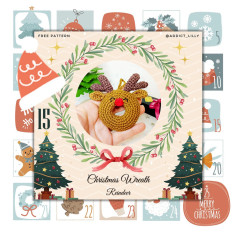 Crochet Pattern for a Festive Reindeer Christmas Wreath
