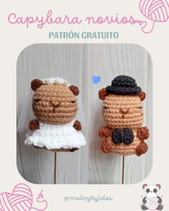 Crochet Pattern for Adorable Capybara Couple in Wedding Attire