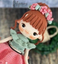 Crochet Pattern for Adorable Doll with Floral Headband