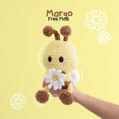 Crochet Pattern for Cute Amigurumi Bee with Daisy