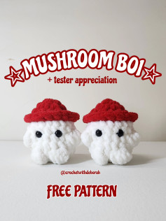 Crochet Pattern for Cute Mushroom Plushie with Red Hat