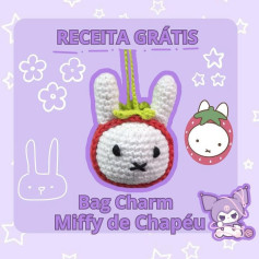 Crochet Pattern for Miffy Bag Charm with Strawberry Hat