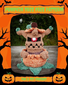 Crochet This Spooky Pumpkin Tree for Halloween Fun!