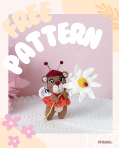 Cute Amigurumi Bear with Flower Free Crochet Pattern