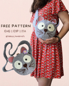 Cute Cat Shoulder Bag Crochet Pattern in Multiple Languages
