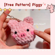 Cute Crochet Piggy Keychain Free Pattern for Beginners