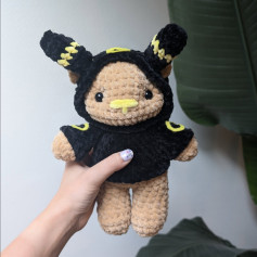 Cute Crochet Plush Toy with Black and Yellow Ears