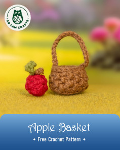 Cute Mini Crochet Apple Basket Free Pattern for Beginners