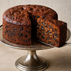 Delicioso pastel de frutas para las fiestas navideñas
