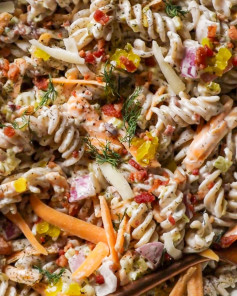 Dill Pickle Pasta Delight with Bacon & Cheddar