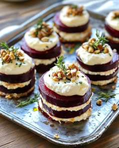 Elegant Beet and Goat Cheese Towers with Walnut Vinaigrette