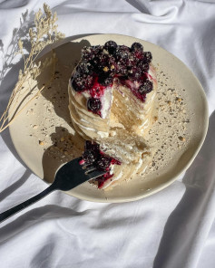 Fluffy Vanilla Blueberry Protein Pancake Delight
