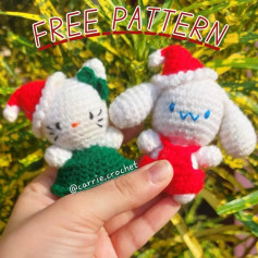 Free Crochet Pattern: Christmas Cat and Bunny Amigurumi