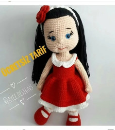 Free Crochet Pattern for Adorable Red Dress Doll