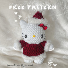 Free Crochet Pattern for Holiday Kitty Amigurumi Toy
