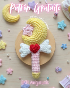Free Crochet Pattern for Magical Moon Wand Amigurumi
