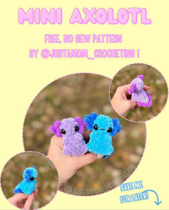 Free Crochet Pattern: Mini Axolotl by Justamom Crocheting