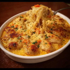 Fricassê de Frango Cremoso com Queijo Gratinado