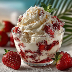 Gelado Cremoso de Morango com Toque de Leite Ninho