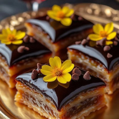 Golden Caramel Chocolate Delight Mille-Feuille